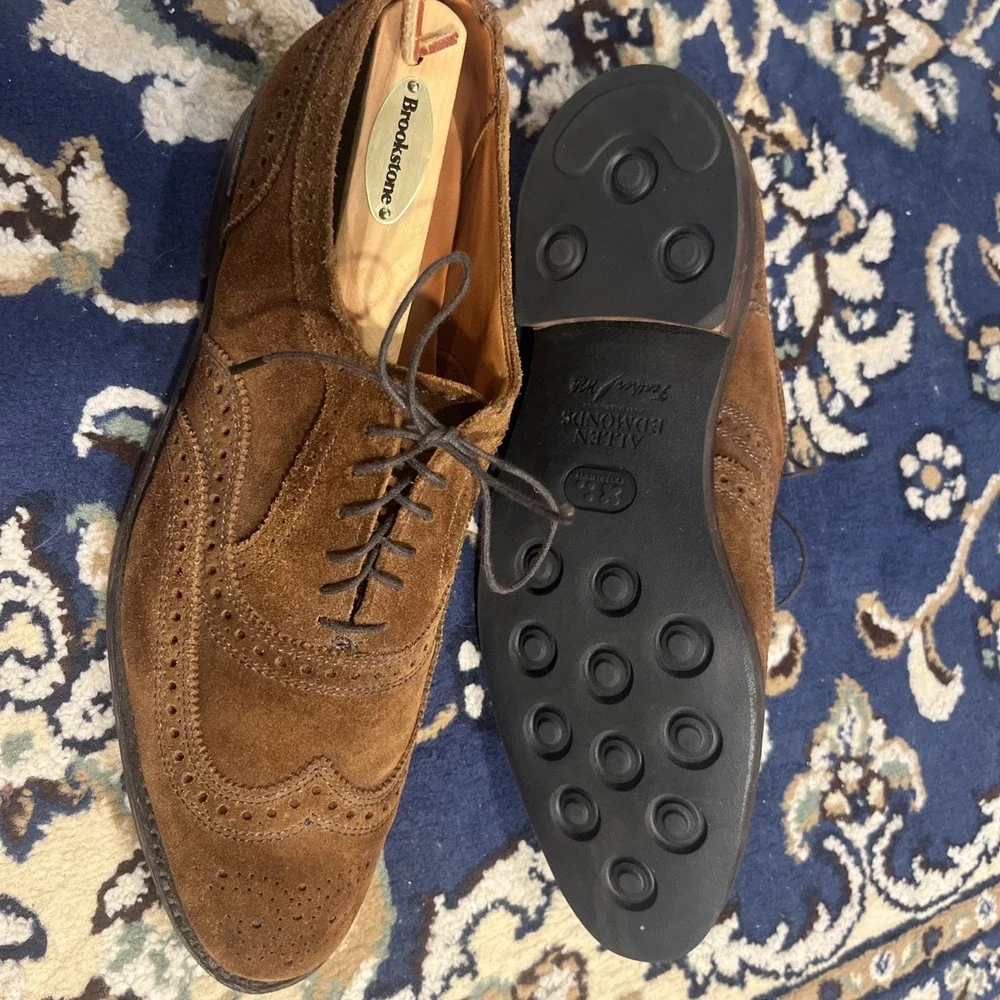 Allen Edmonds Neumok Brown Suede Wingtip Brogue Oxford Lace-Up 11B new w/o box